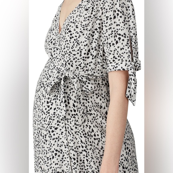 Women’s Seraphine Ava Maternity Dress White And Black Dot Print Size 2 - Picture 2 of 9
